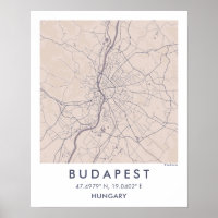 Benutzerdefinierte Stadtkarte Budapest Ungarn Wand