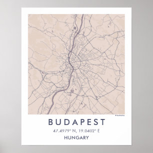 Benutzerdefinierte Stadtkarte Budapest Ungarn Wand Poster