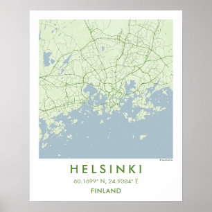 Benutzerdefinierte Stadtkarte Helsinki Finnland Wa Poster
