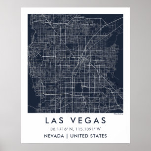 Benutzerdefinierte Stadtkarte Las Vegas Nevada Wan Poster