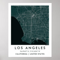 Benutzerdefinierte Stadtkarte Los Angeles USA Wand