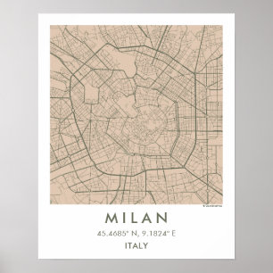 Benutzerdefinierte Stadtkarte Mailand Italien Wand Poster