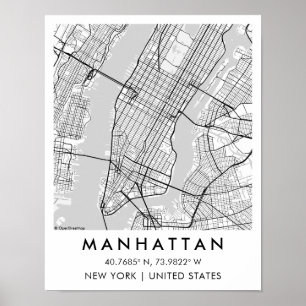 Benutzerdefinierte Stadtkarte Manhattan New York P Poster