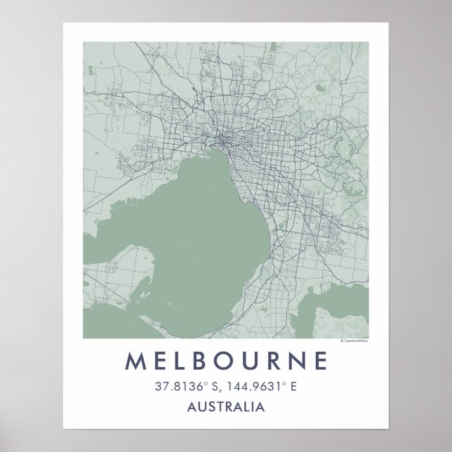 Benutzerdefinierte Stadtkarte Melbourne Australien Poster (Vorne)