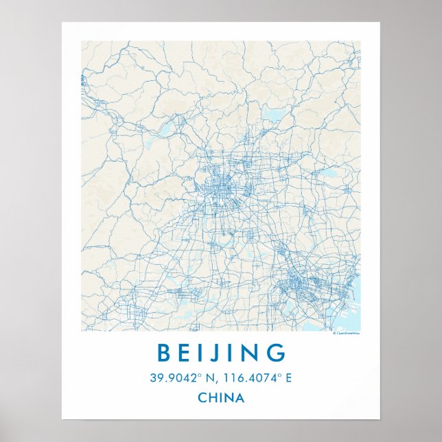 Benutzerdefinierte Stadtkarte Peking China Wandkun Poster (Vorne)