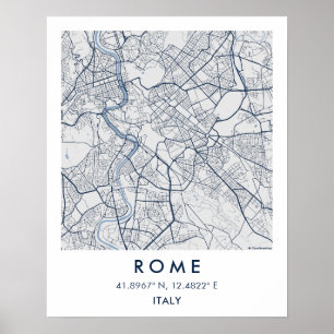 Benutzerdefinierte Stadtkarte Rom Italien Wandkuns Poster