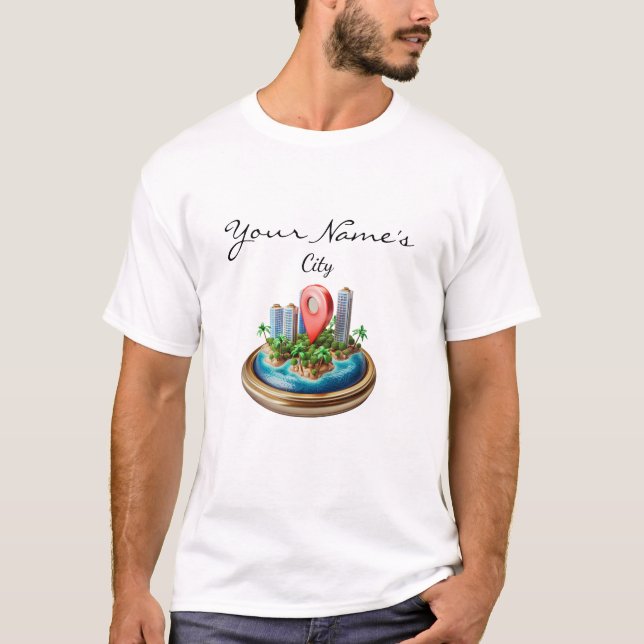 Benutzerdefinierte Stadtkarte T-Shirt (Vorderseite)