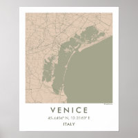 Benutzerdefinierte Stadtkarte Venedig Italien Wand