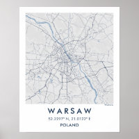 Benutzerdefinierte Stadtkarte Warschau Polen Wandk