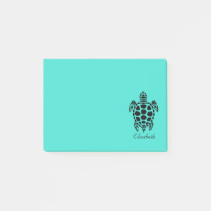 Benutzerdefinierte Stammes-Seeschildkröte Türkis Post-it Klebezettel