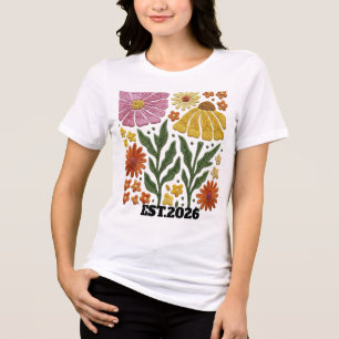Benutzerdefinierte Stickerei Retro-Wildblumengarte Tri-Blend Shirt
