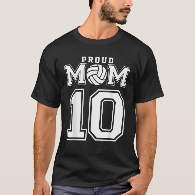 Benutzerdefinierte stolze Volleyball-Mutter Nummer T-Shirt (Vorderseite)