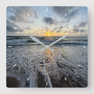 Benutzerdefinierte Strand Sonnenuntergang Wanduhr 