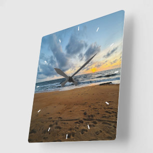 Benutzerdefinierte Strand Sonnenuntergang Wanduhr