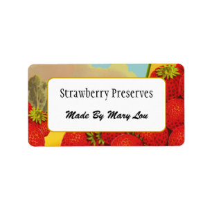 Benutzerdefinierte Strawberry Crate Art Canning La Adressaufkleber