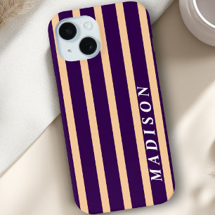 Benutzerdefinierte Streifen Beige Dunkelviolett Case-Mate iPhone Hülle