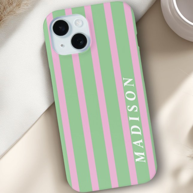 Benutzerdefinierte Streifen Grün Pink Case-Mate iPhone Hülle (Custom Stripes Green Pink Case-Mate iPhone Case)