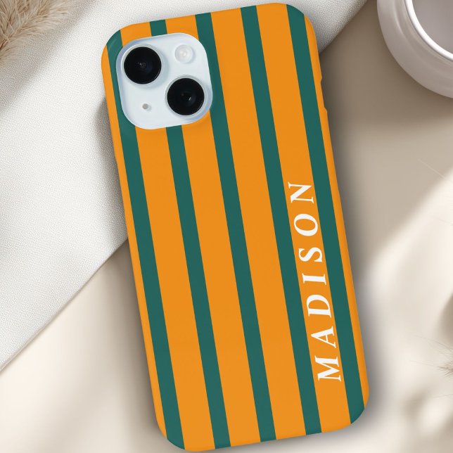 Benutzerdefinierte Streifen Orange Grün Case-Mate iPhone Hülle (Custom Stripes Orange Green Case-Mate iPhone Case)