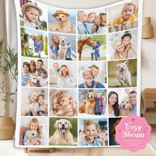 Benutzerdefinierte süße Familie 20 Fotos Collage e Sherpadecke