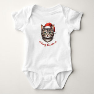 Benutzerdefinierte süße festliche Weihnachtskatze  Baby Strampler
