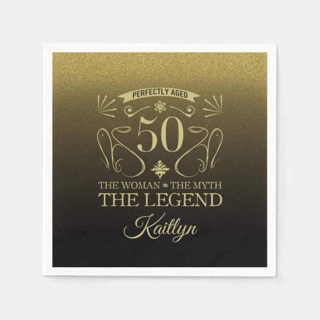 Benutzerdefinierte Süße Glückliche 50. Geburtstag Serviette (Vorderseite)