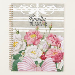 Benutzerdefinierte süße retro Blumenstreifen Lehre Planer