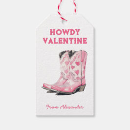 Benutzerdefinierte süße rosa Cowboystiefel Howdy V Geschenkanhänger
