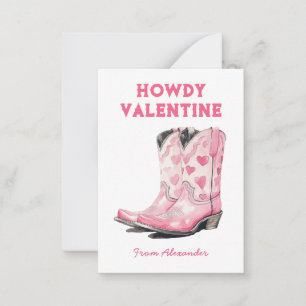 Benutzerdefinierte süße rosa Cowboystiefel Howdy V Mitteilungskarte