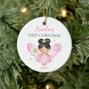 Benutzerdefinierte süße rosa Feen-Baby-Mädchen 1.  Keramik Ornament