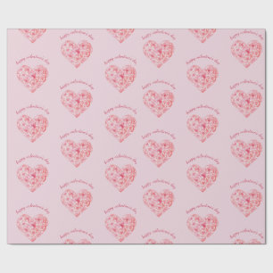 Benutzerdefinierte süße Wasserfarbe-Rose-Herz Vale Geschenkpapier