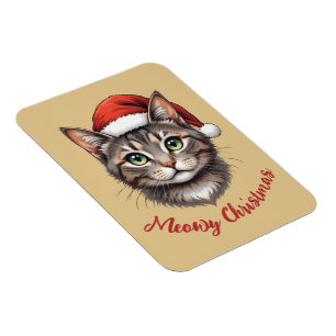 Benutzerdefinierte süße Weihnachtskatze mit Santa- Magnet