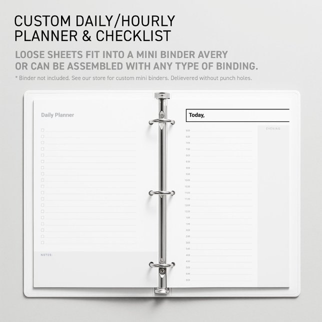 Benutzerdefinierte tägliche undatierte Planer-Mini Briefpapier (Editable Mini Binder Planner Insert Daily Undated Schedule Sheet for flexible Time Management Tool.)