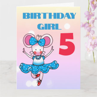 Benutzerdefinierte tanzende Maus 5. Geburtstag Mäd Karte