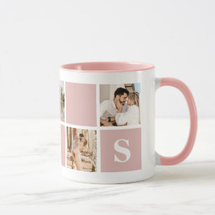 Benutzerdefinierte Tasse für Rosa und Weiß-Monog