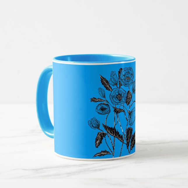 Benutzerdefinierte Tasse mit Mohnfarben Blume Male (Vorderseite Links)