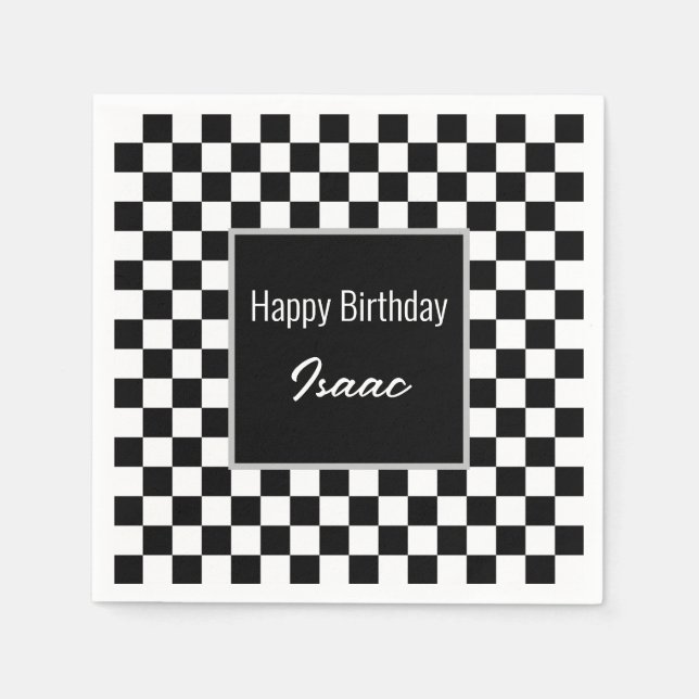 Benutzerdefinierte Teller für schwarz kariertes Pa Serviette (Vorderseite)