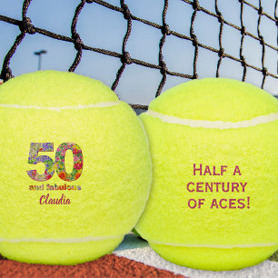 Benutzerdefinierte Tennisschenkung 50. Geburtstag  Tennisbälle