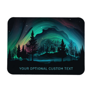 Benutzerdefinierte Text Aurora Borealis Illustrati Magnet