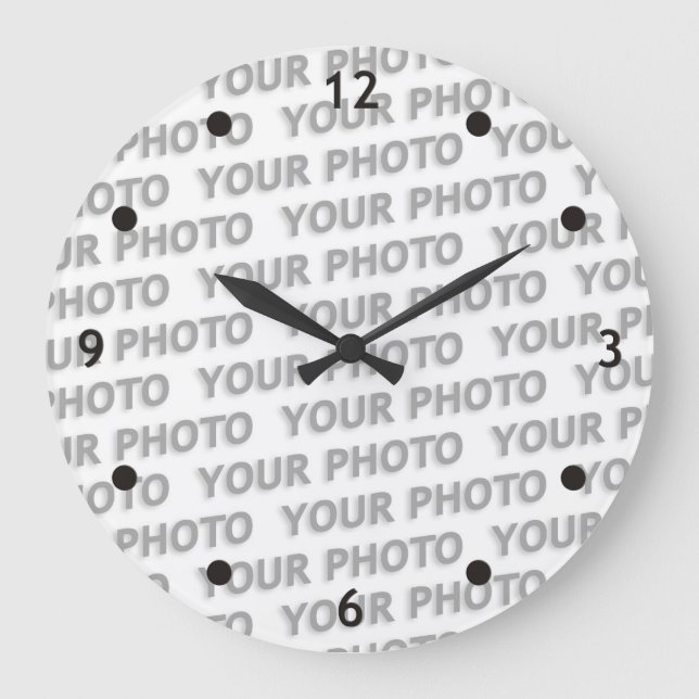 Benutzerdefinierte Text-, Bild- und Hintergrundfar Große Wanduhr (Vorderseite)