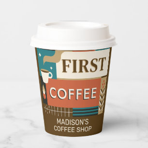 Benutzerdefinierte Text-Farbige Coffee-Quotes Pappbecher