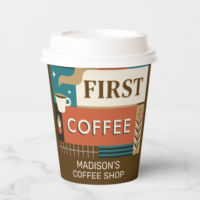 Benutzerdefinierte Text-Farbige Coffee-Quotes Pappbecher (Vorderseite)