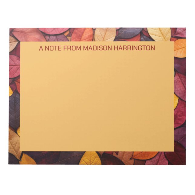 Benutzerdefinierte Text farbige Herbstübergänge Notizblock (Vorderseite)