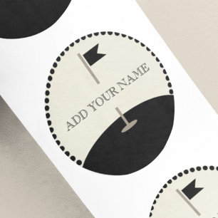 Benutzerdefinierte Text-Golf-Flagge Runder Aufkleber