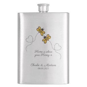 Benutzerdefinierte Text Happy Liebe Bienen Flachmann
