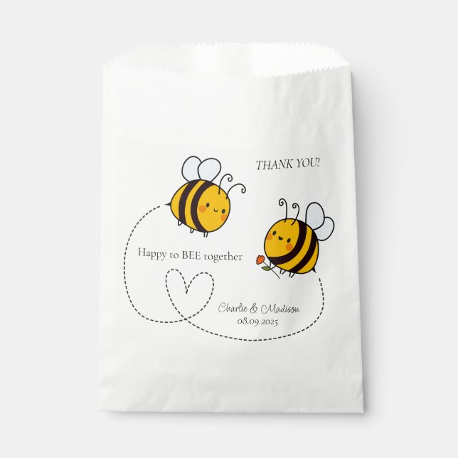 Benutzerdefinierte Text Happy Liebe Bienen Geschenktütchen (Vorderseite)