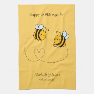 Benutzerdefinierte Text Happy Liebe Bienen Geschirrtuch