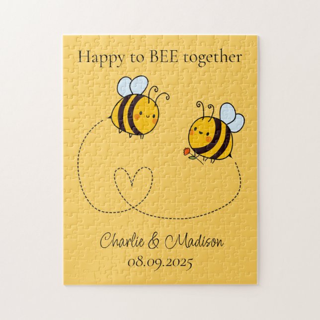 Benutzerdefinierte Text Happy Liebe Bienen Puzzle (Vertikal)
