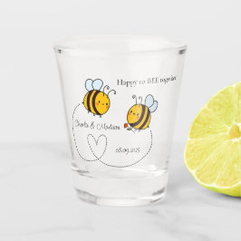 Benutzerdefinierte Text Happy Liebe Bienen Schnapsglas