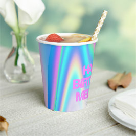 Benutzerdefinierte Text-Holografie-Irisierend Y2K- Pappbecher