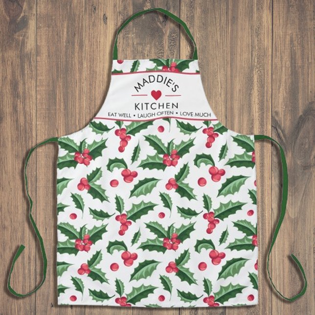 Benutzerdefinierte Text-Liebe Heiliges Berry-Muste Schürze (Custom Text Love Holy Berry Pattern Apron
#valentinegift #berrypattern #christmasapron)